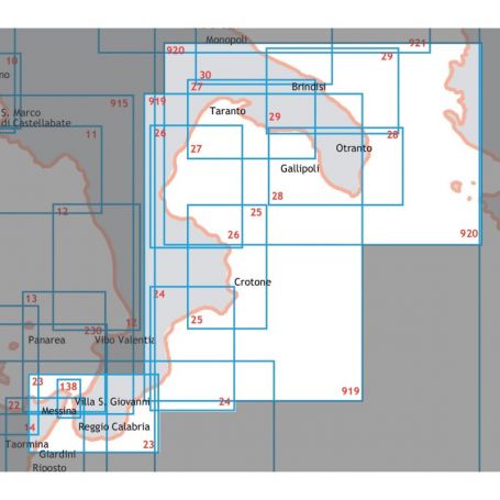 Nautical chart from Punta Stilo to Cape Santa Maria di Leuca