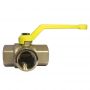 VALVE. THREE-WAY BALL VALVE FFF 3-4" L WITH YELLOW HANDLE.