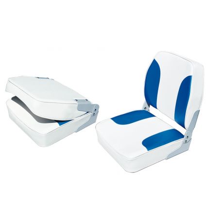 WHITE BLUE LEATHERETTE SEAT - ADJUSTABLE BACKREST.