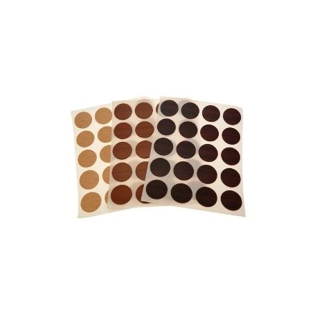 Self-adhesive cover caps, diameter 13 mm, beech wood color, pack of 25 pieces.
