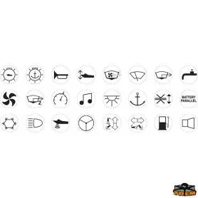 SET OF 24 STICKERS SYMBOLS FOR BOAT SWITCHES