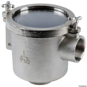 Brass water filter for engine cooling.