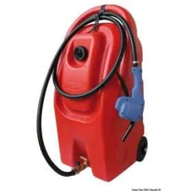 Portable gasoline tank with wheels.