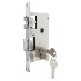 CHROME PLATED RECESSED LOCK, 132 X 70 MM