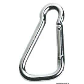Stainless steel carabiner with large opening.