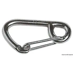 Stainless steel carabiner with large opening.