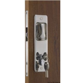 Serratura per porte scorrevoli con maniglie incassate, chiave YALE esterna, blocco interno