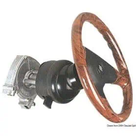 Rotating steering system with adjustable steering wheel tilt.