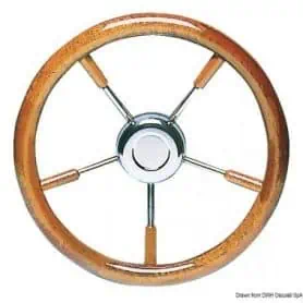 Steering wheel with mahogany crown painted with polyurethanes.