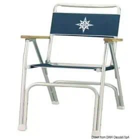 Folding chair in anodized aluminum.