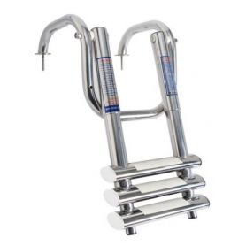 Telescopic ladder with supercompact platform and handles.