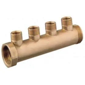 BRASS MALE PASSING MANIFOLD COLLECTOR 3/4 X 1/2 4 WAY