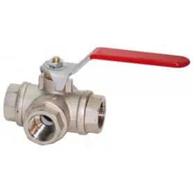 3-way "T" ball valve FFF brass 1" 1/2 - PN25