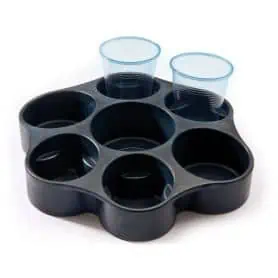 TRAY 4 CUP HOLDERS + 3 BLUE BOTTLE HOLDERS.