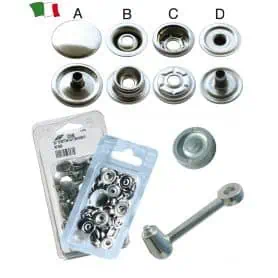 AUTOMATIC STAINLESS STEEL BUTTONS WITH RIVET PACK OF 15 PCS