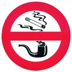 "No Smoking" adhesive prohibition.