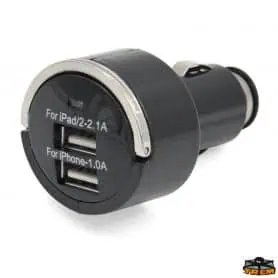 Double USB socket for cigarette lighter black colour 12/24V