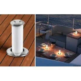 Retractable table light Aurora round SS bezel