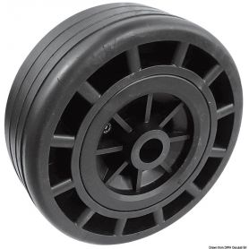 Roller/wheels with a technopolymer core and a rubber exterior.