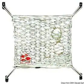 Nylon elastic net carries objects.
