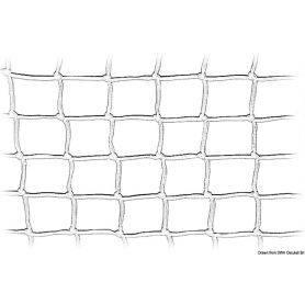 Knotted nylon net for railing or object holder.
