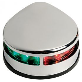 Low energy LED street lights in stainless steel for mounting on a surface.