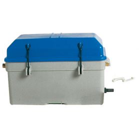 Waterproof battery compartment with ventilation.