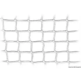 Knotted nylon net for railing or object holder.