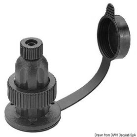 Waterproof plug made of polycarbonate with brass contacts.