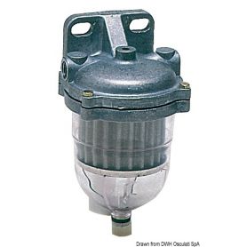 Decanting filter for diesel fuel with transparent bowl.