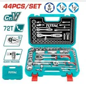 Set of 1/2‘ and 1/4’ socket sets, 44-piece