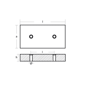 PLATE 300X150X26 CF 125 KG.8 - HOLES D.10.5.