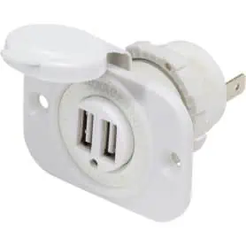 DOUBLE USB 12V INPUT SOCKET WHITE COLOR FOR BOAT