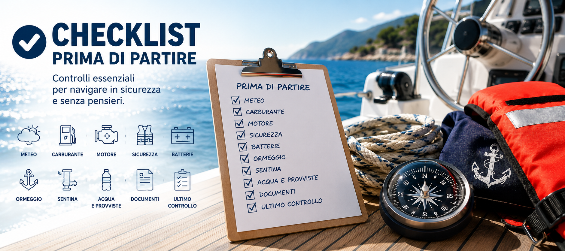 Immagine articolo Checklist Prima di Partire in Barca: 10 Controlli Essenziali | Nautica 21 Nodi